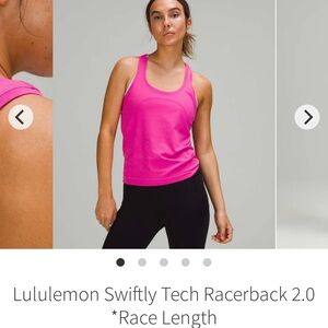 Lululemon Swiftly Tech Racerback 2.0 *Race Length
Sonic Pink size 8